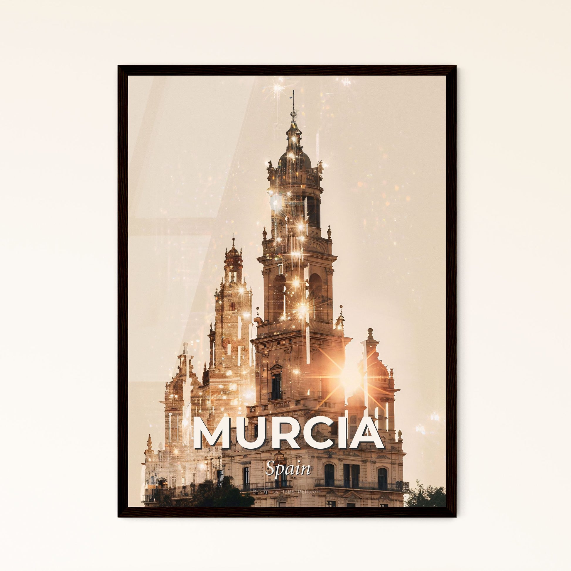 Murcia Cityscape Poster Art with Local Icons - A large building with many towers