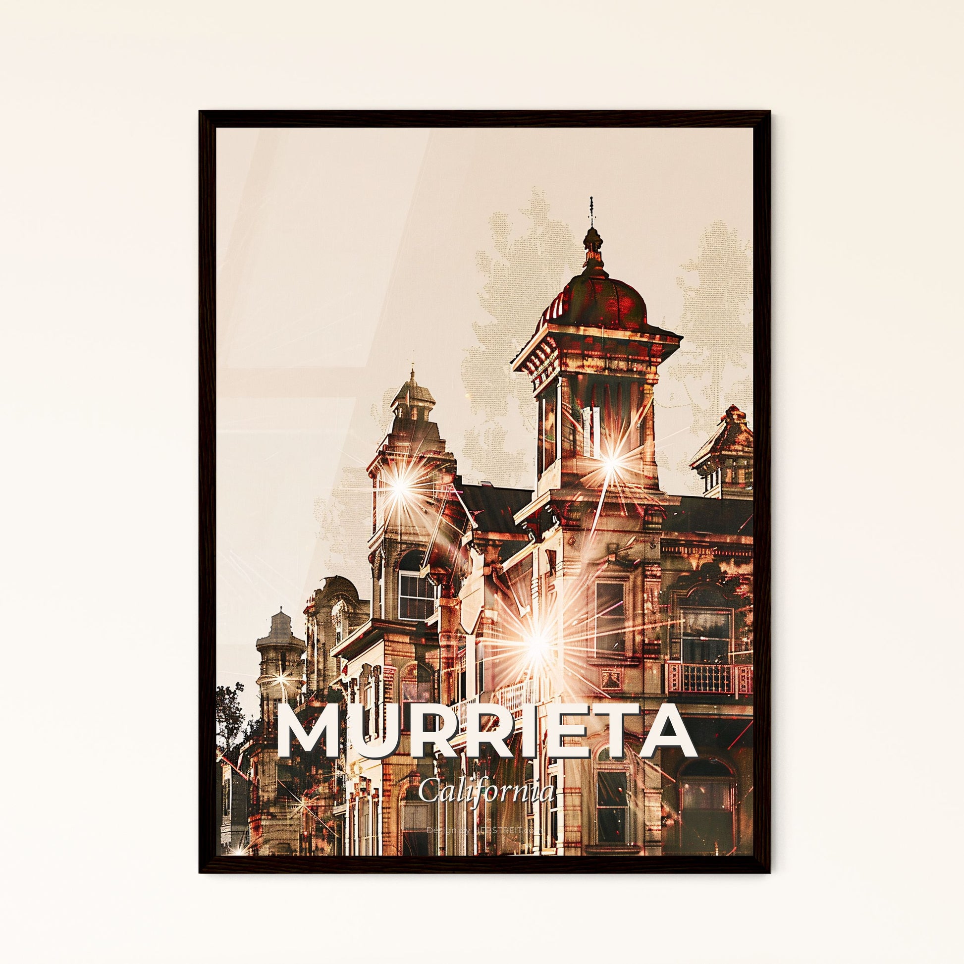 Murrieta City Skyline Spectacular Art Deco Poster - A building with a tower and a tower