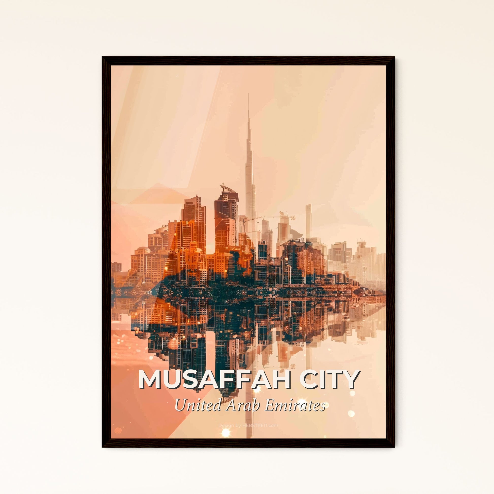 Musaffah City Skyline Double Exposure Composite Art - A city skyline reflected in water