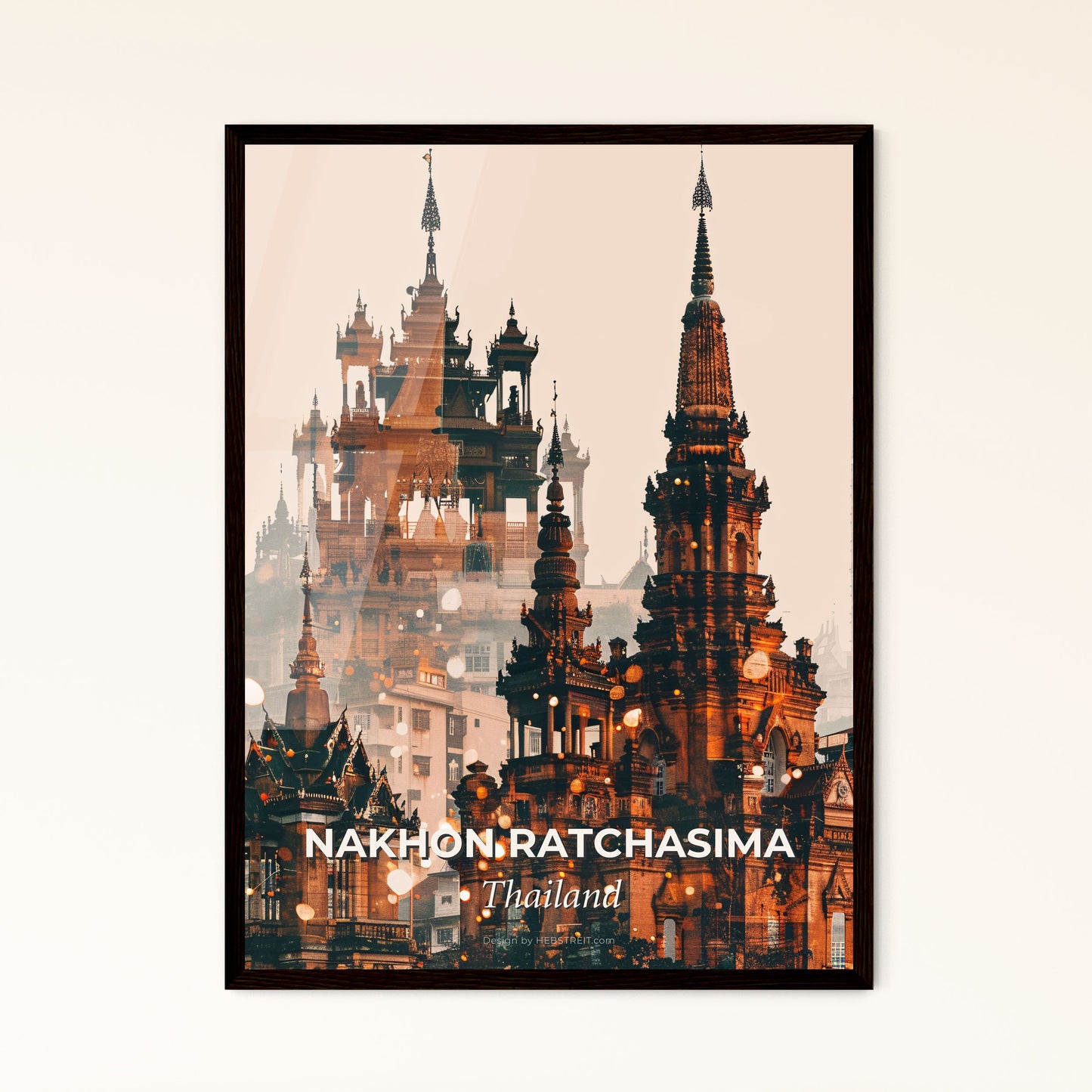 Nakhon Ratchasima, Thailand City Skyline Poster Art - A double exposure of a building