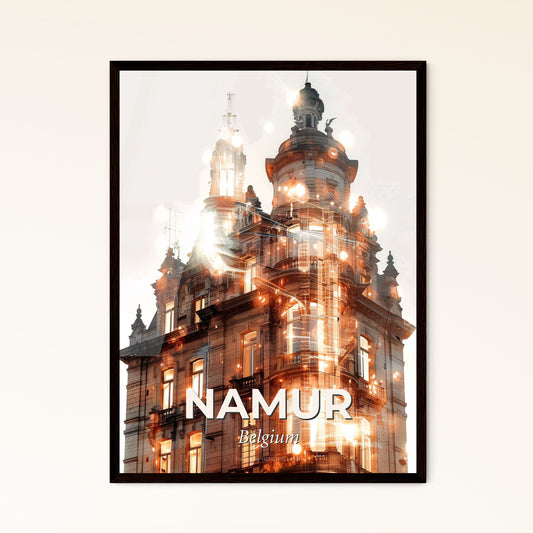 Namur, Belgium: Skyline Silhouette in Double Exposure - Kizhi with lights on top