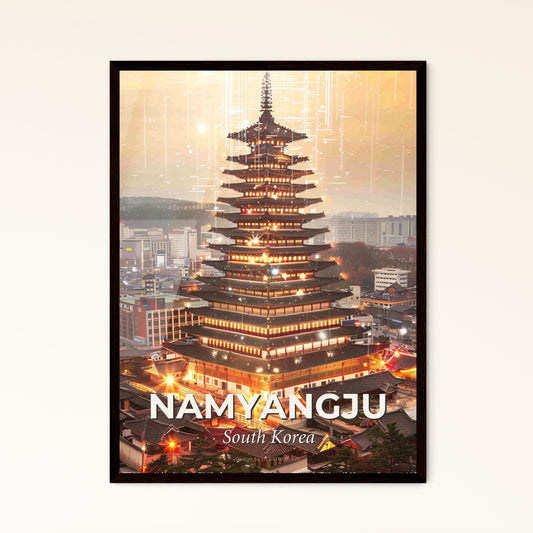 Namyangju Skyline Beige Poster Double Exposure - A tall building with many lights