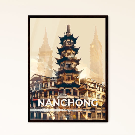 Nanchong China Cityscape Art Bright Beige - A building with a tall tower