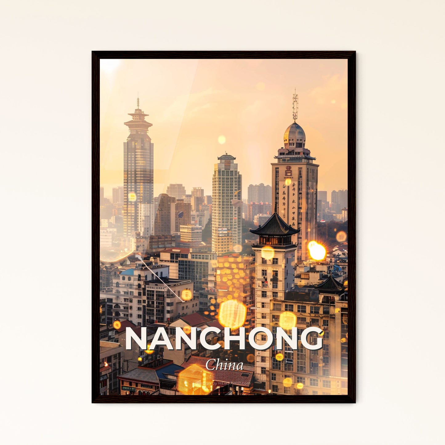 Nanchong Cityscape Double Exposure Skyline Composite Art - A city with many tall buildings