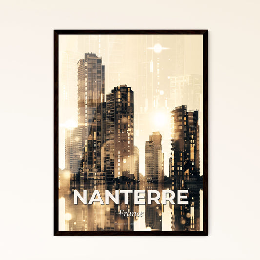 Nanterre Skyline Double Exposure Art Poster - A city skyline with water in the background