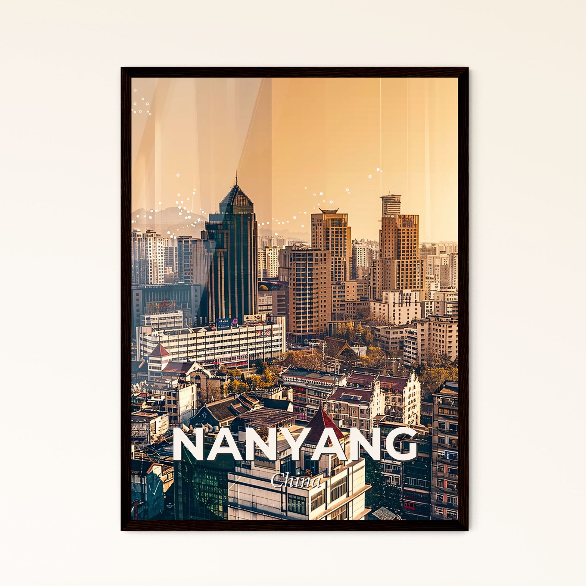 Nanyang China Skyline Art Cityscape Sparkle Poster - A city with many tall buildings