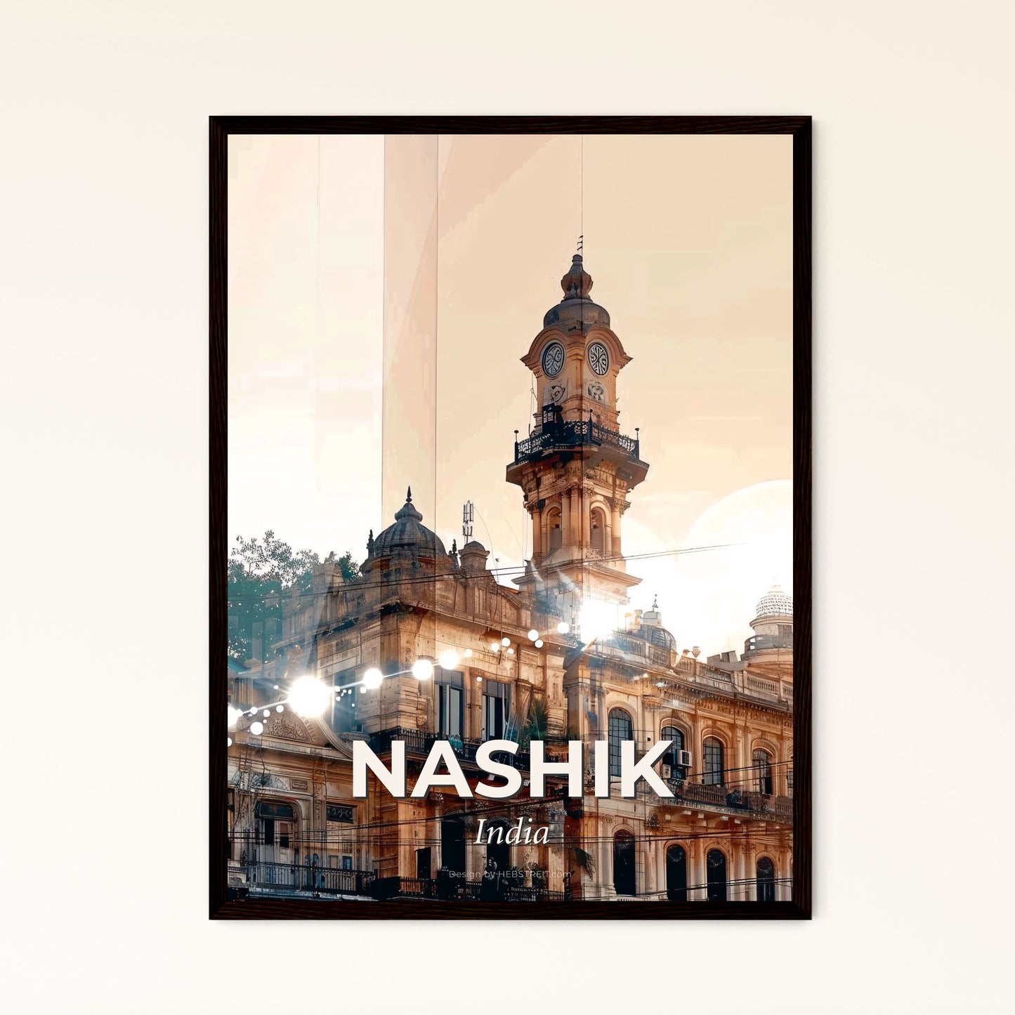 Nashik Cityscape Horizon Panorama Wall Art - A building with a clock tower