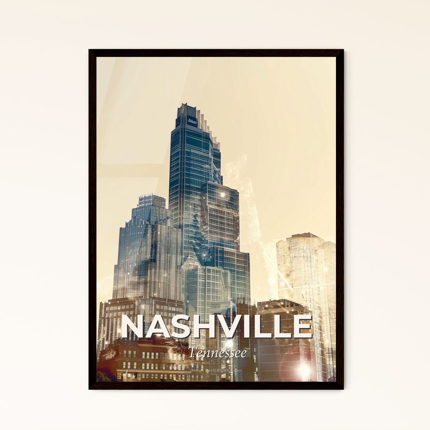 Nashville Sparkle Skyline Composite - A city skyline with many tall buildings