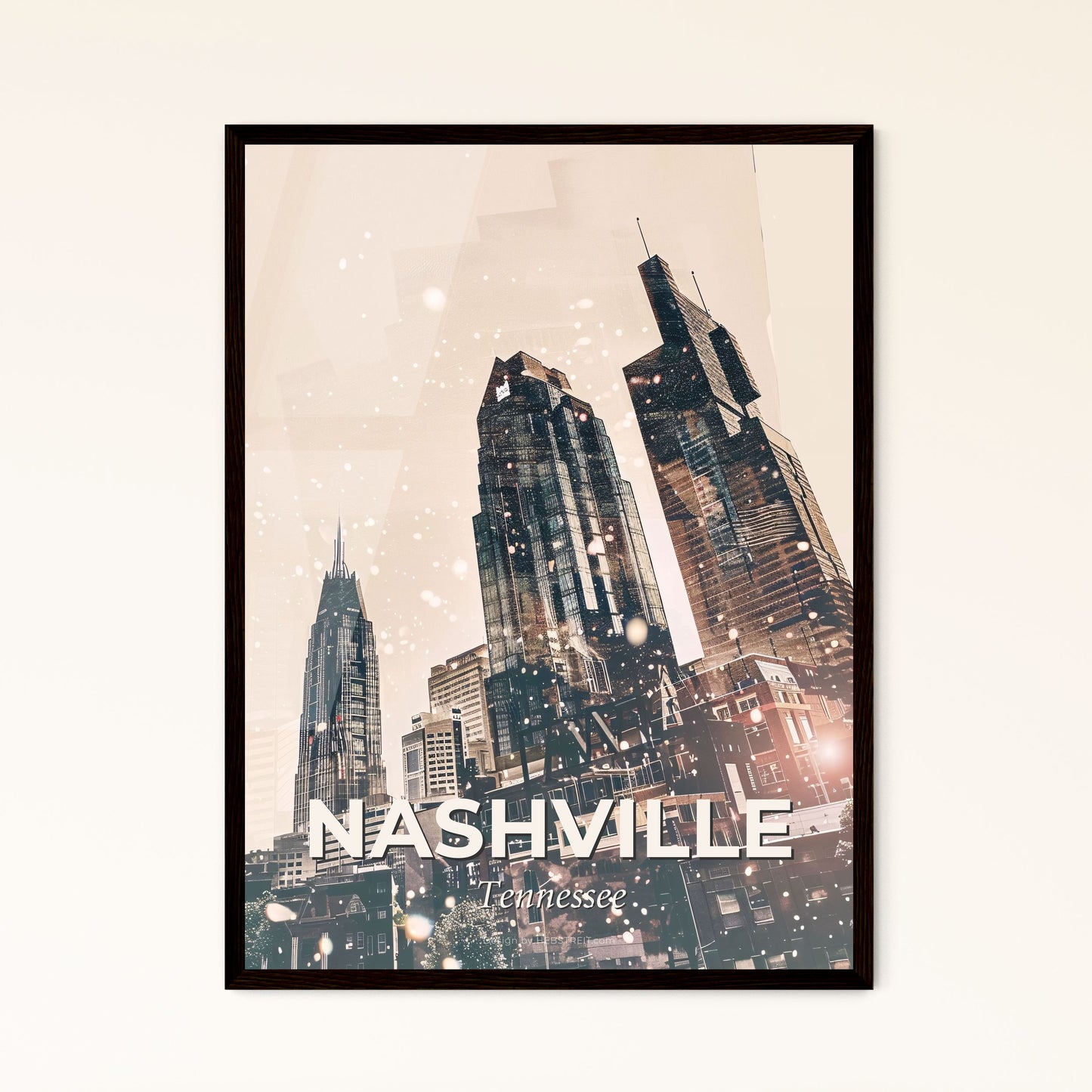 Nashville Skyline Cityscape Composite Art Design - A city skyline with many tall buildings