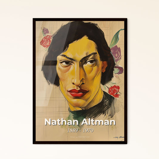 Dynamic Cubist Portrait of Nathan Altman: Captivating Russian Artist in Vibrant Hues, Perfect for Home Décor or Gifting.