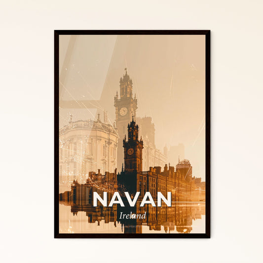 Navan Skyline Double Exposure Art Masterpiece - A city with a clock tower