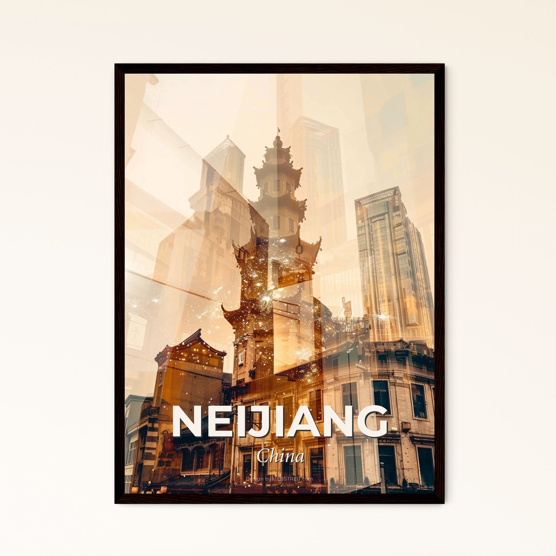 Neijiang City Skyline Composite Art Poster - A city with many buildings