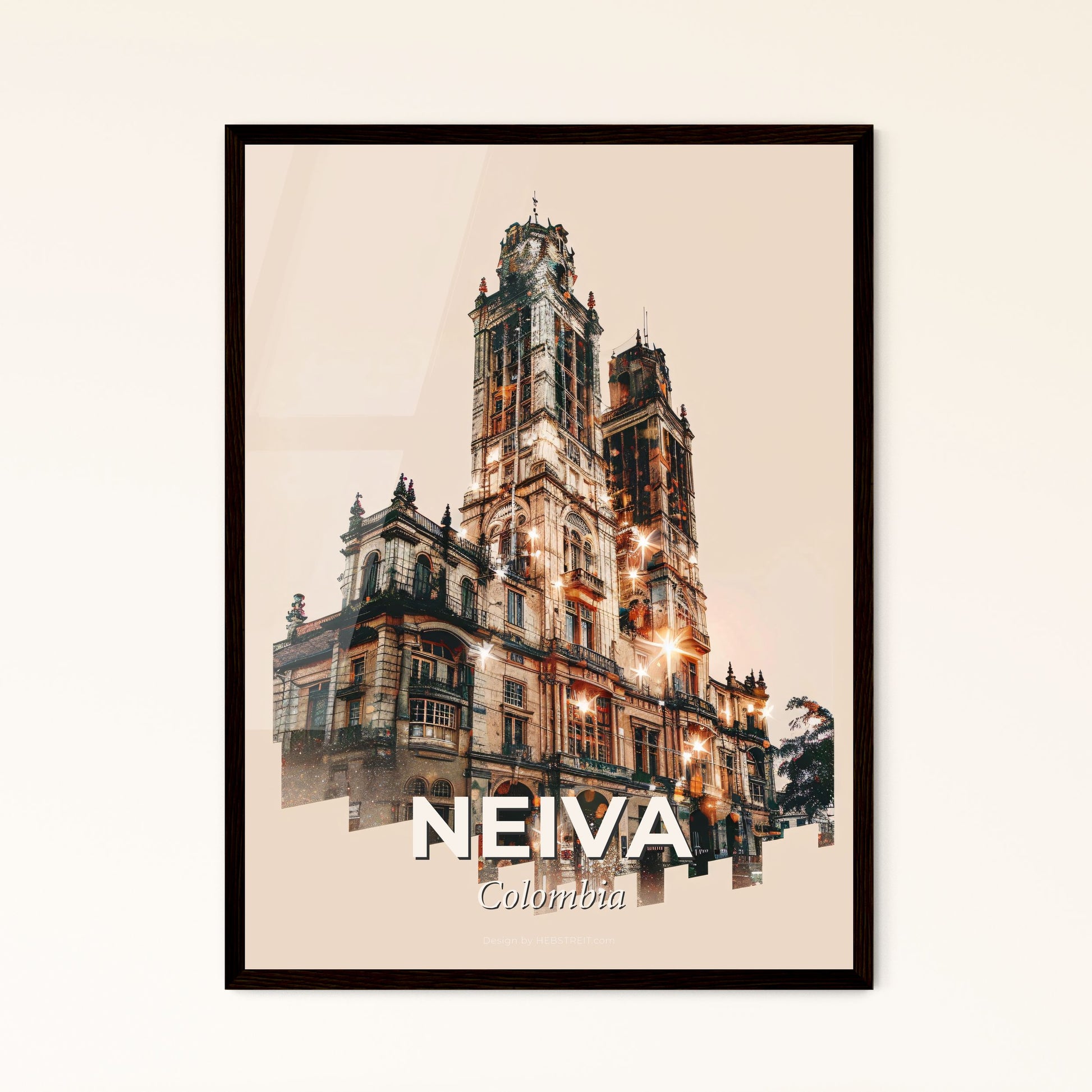 Neiva Colombian City Skyline Composite Poster Art - A building with many windows