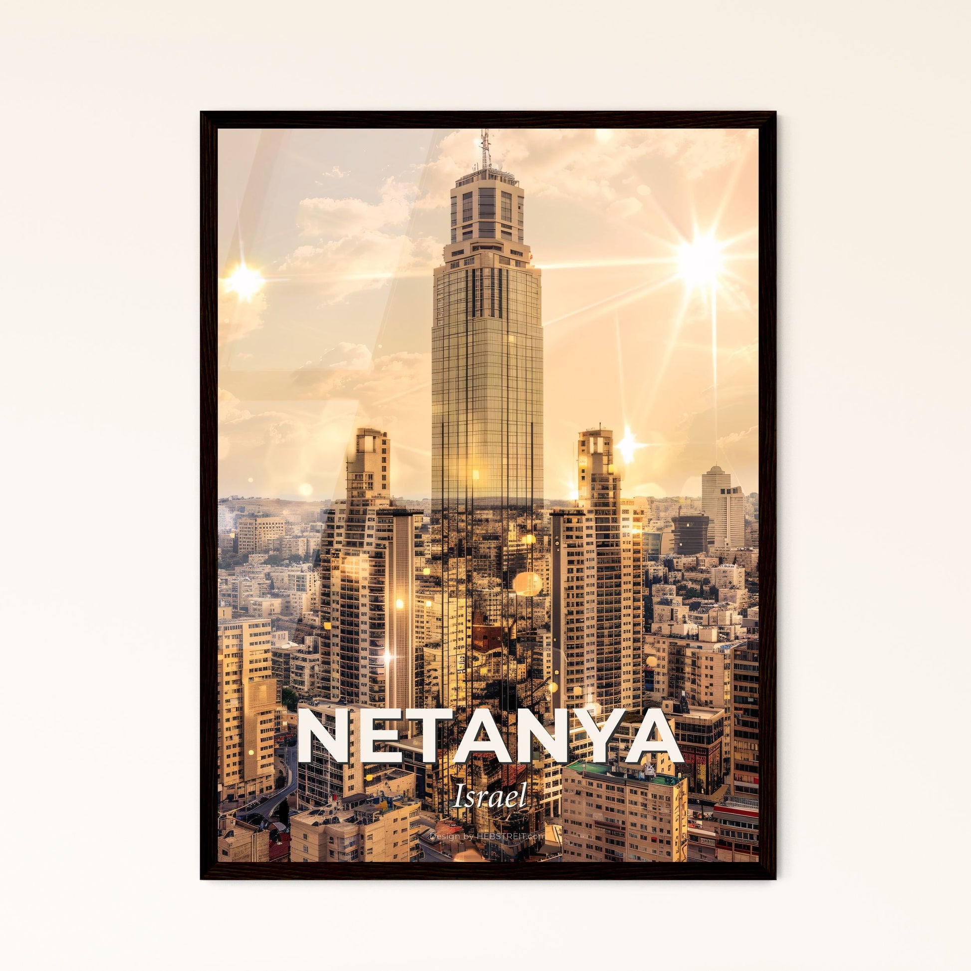 Netanya Cityscape Sunset Silhouette Symphony - A tall building in a city