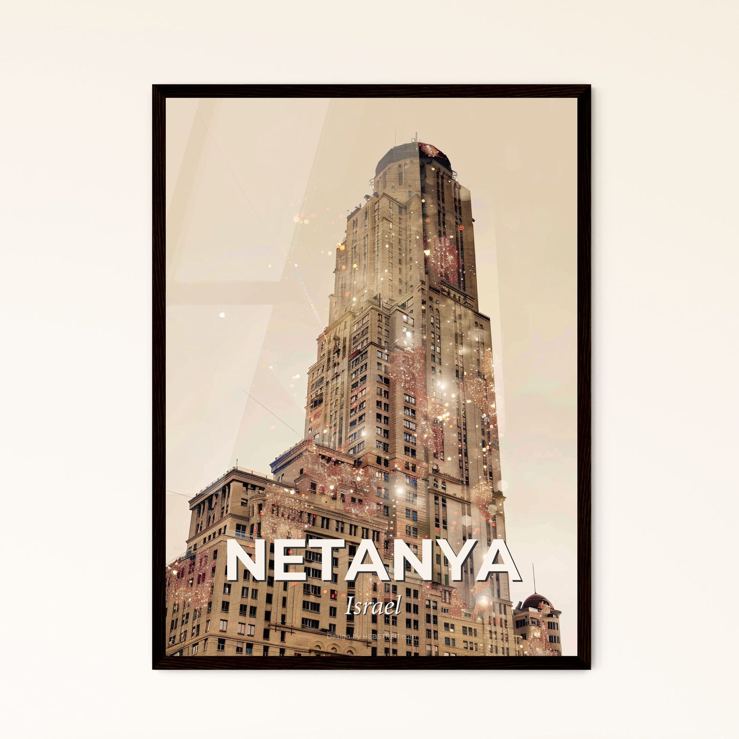 Netanya's Local Charm: Cityscape Sparks and Beige - A tall building with many windows