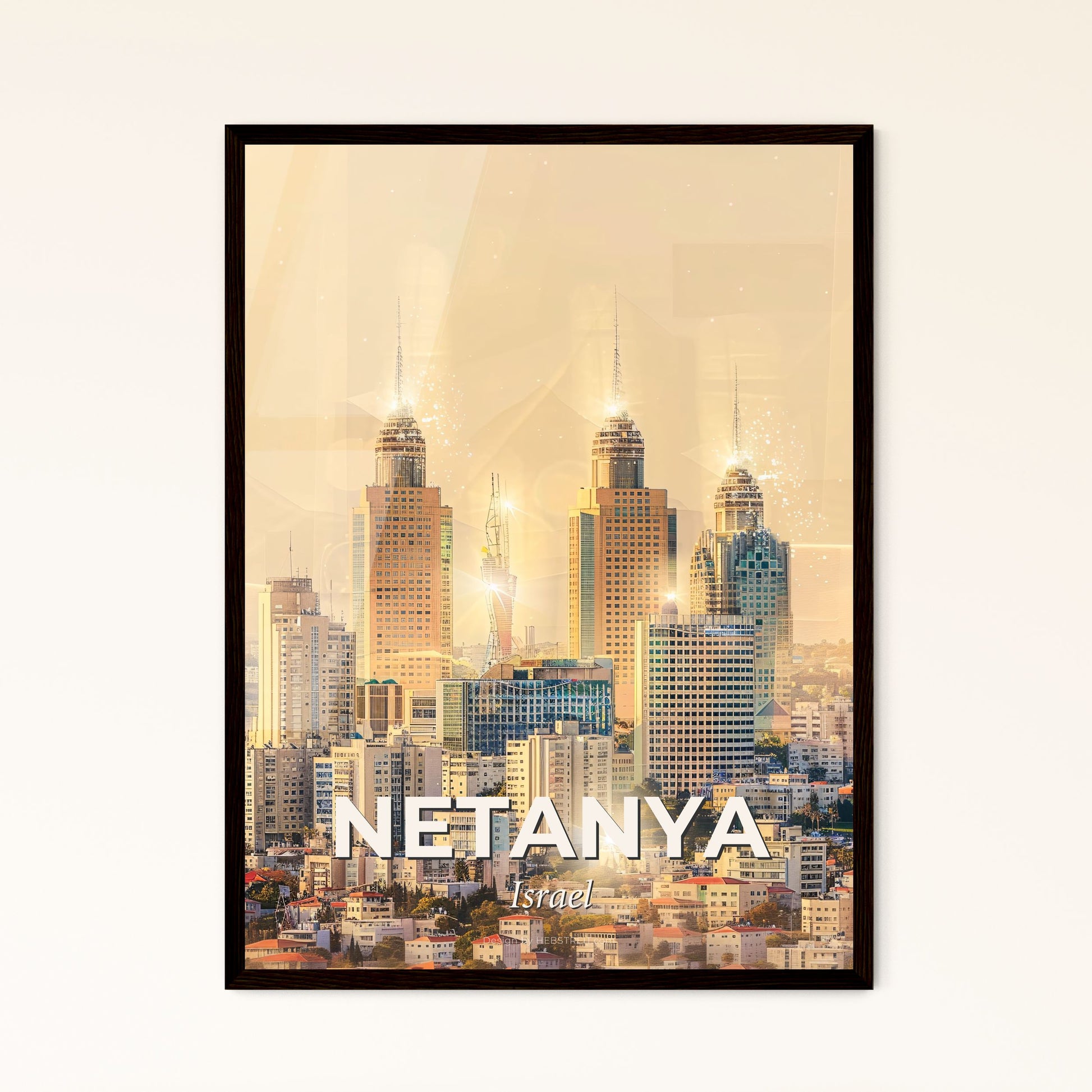 Netanya Skyline Architectural Art Poster - A city skyline with many tall buildings