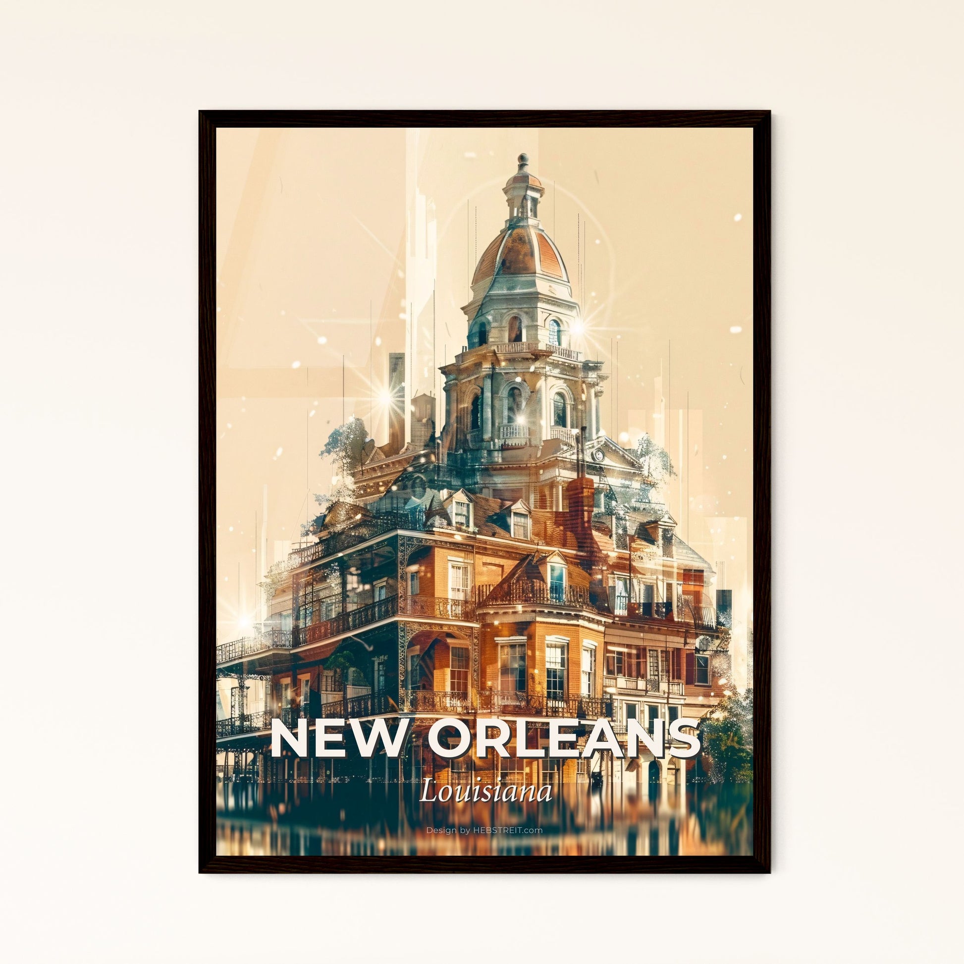 New Orleans Skyline Double Exposure Poster Art - A building with a tower