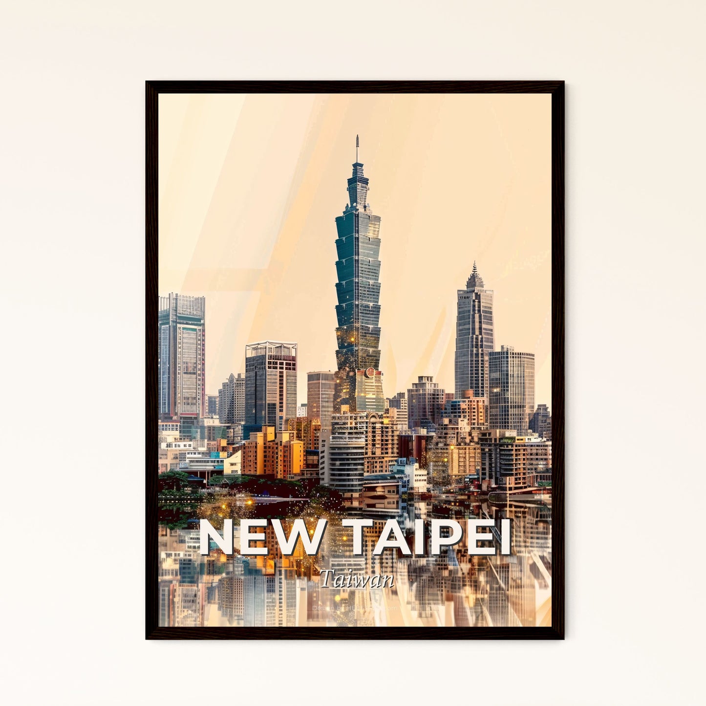 New Taipei Skyline Wonders in Double Exposure - A city skyline with a tall building