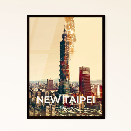 New Taipei City Skyline Poster Art - A large city with a tall building