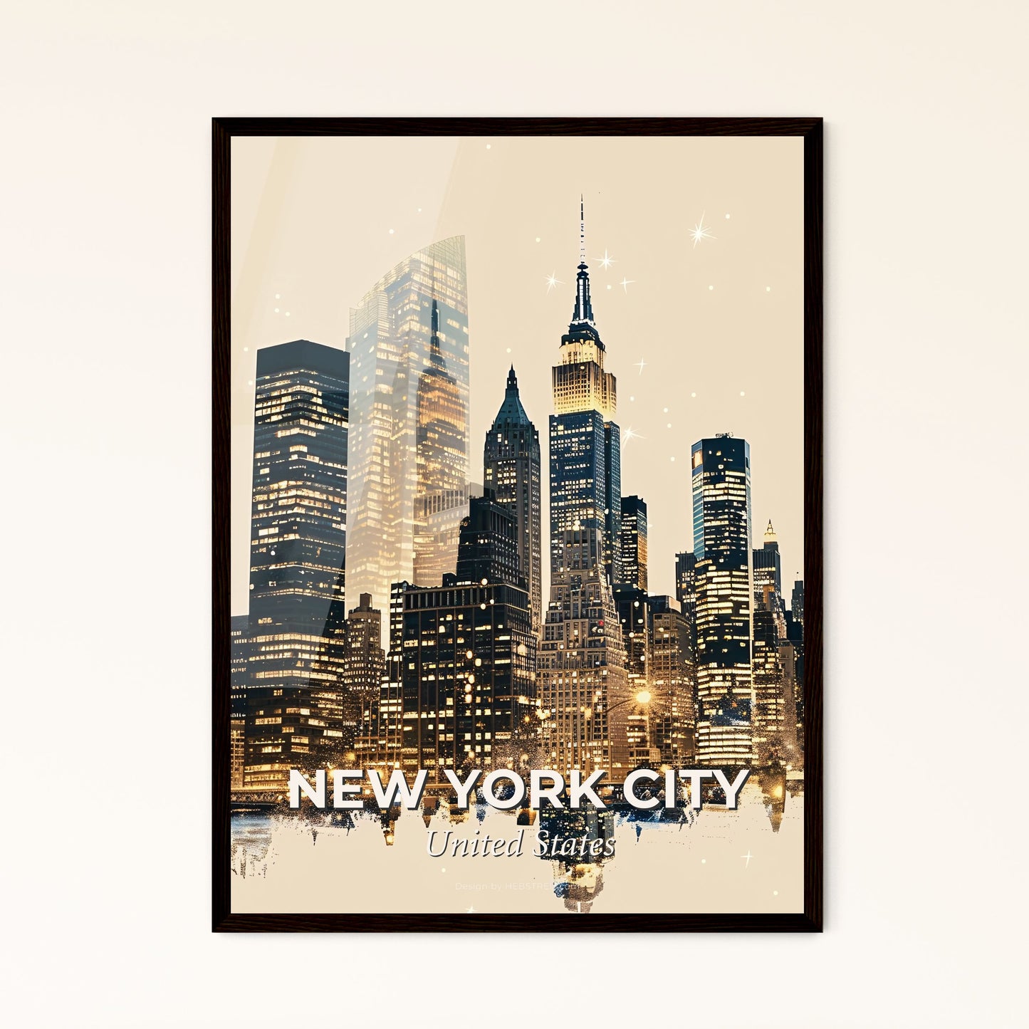 New York City Skyline Wonder Composite Art Poster - A city skyline with many tall buildings