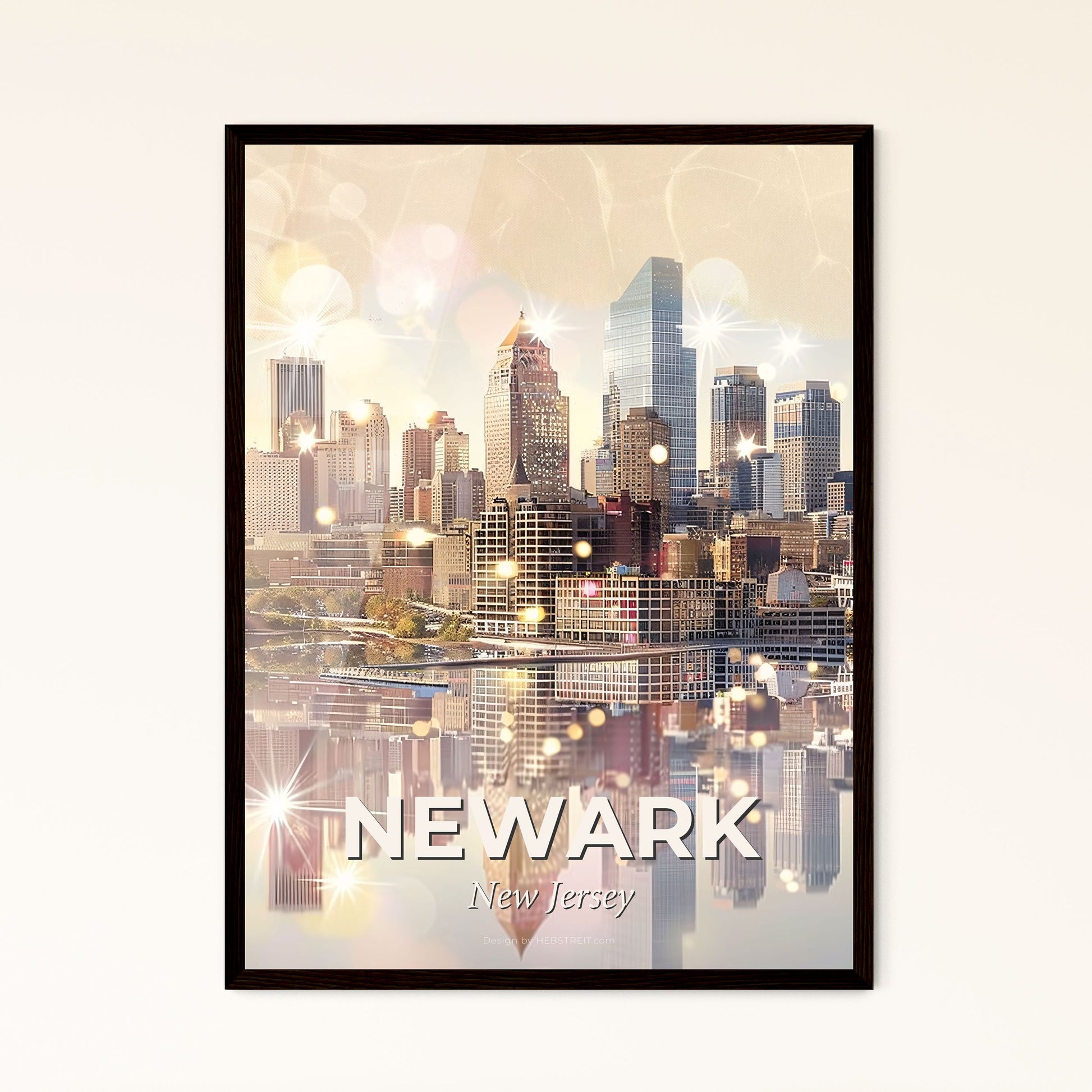 Newark, New Jersey: Urban Wonder in Double Light - A city with many buildings and a body of water