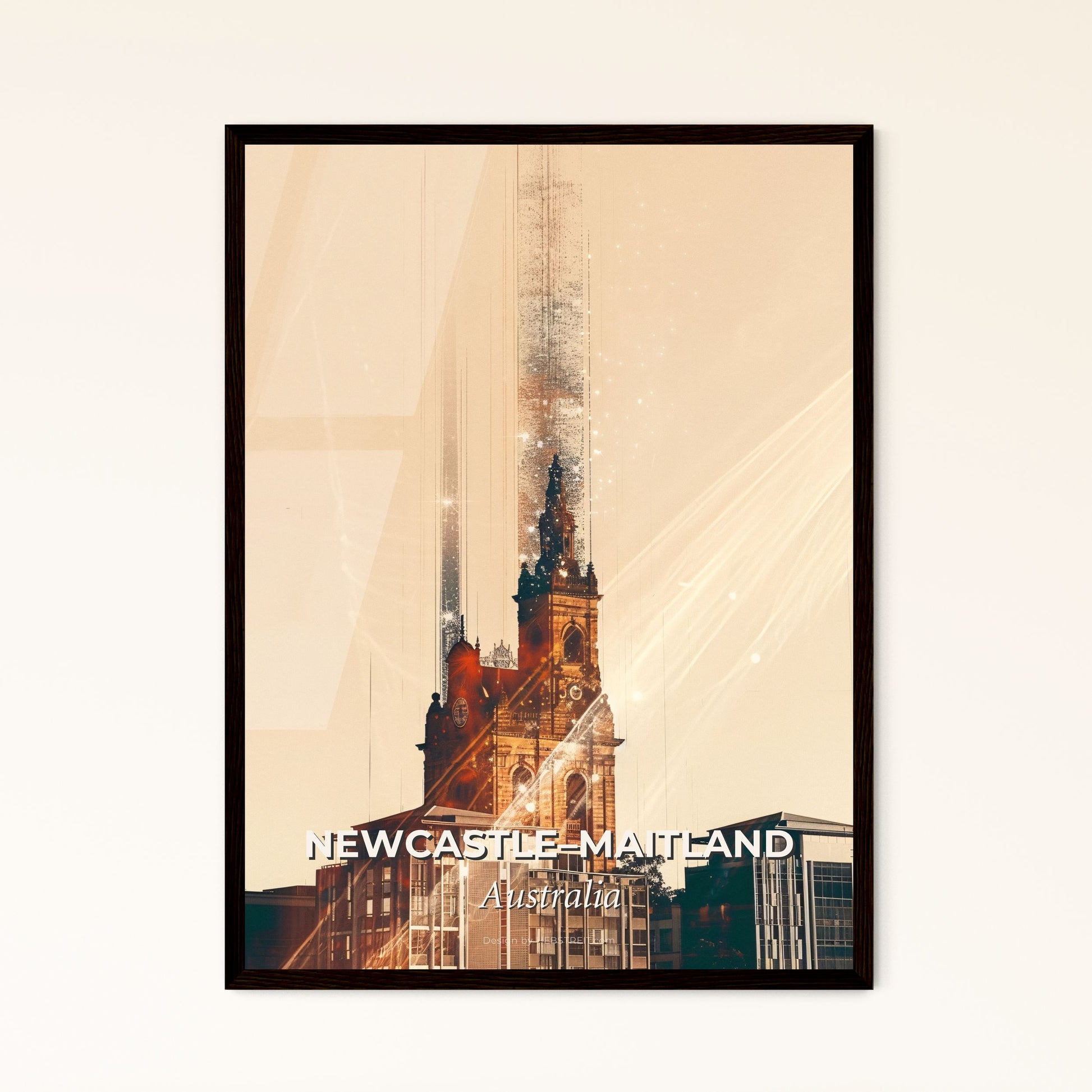 Newcastle Skyline Double Exposure Art Poster - A building with a tall tower