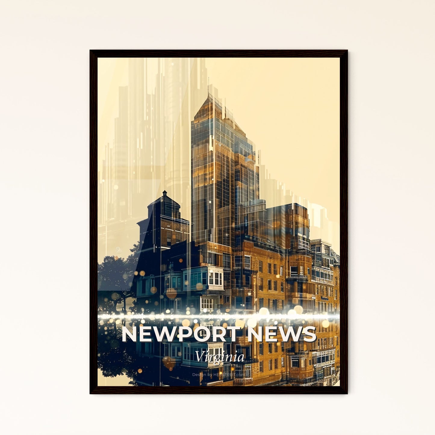 Newport News: City Skyline Composite Art Poster - A city with many buildings