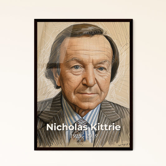 Elegant Tribute to Nicholas Kittrie: Contemporary Portrait of an Iconic Criminologist, 1928-2019 - Captivating Art for Any Space