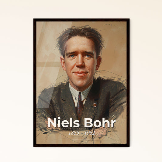 Elegant Tribute to Niels Bohr: Dynamic Contemporary Portrait Print Celebrating Atomic Genius – Perfect for Gifts & Home Decor