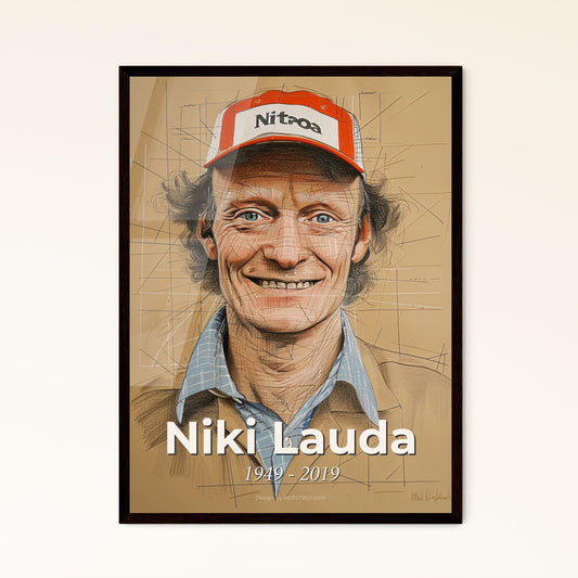 Dynamic Tribute to Niki Lauda: Stunning Contemporary Art Print Celebrating the Iconic Racer's Legacy and Resilience