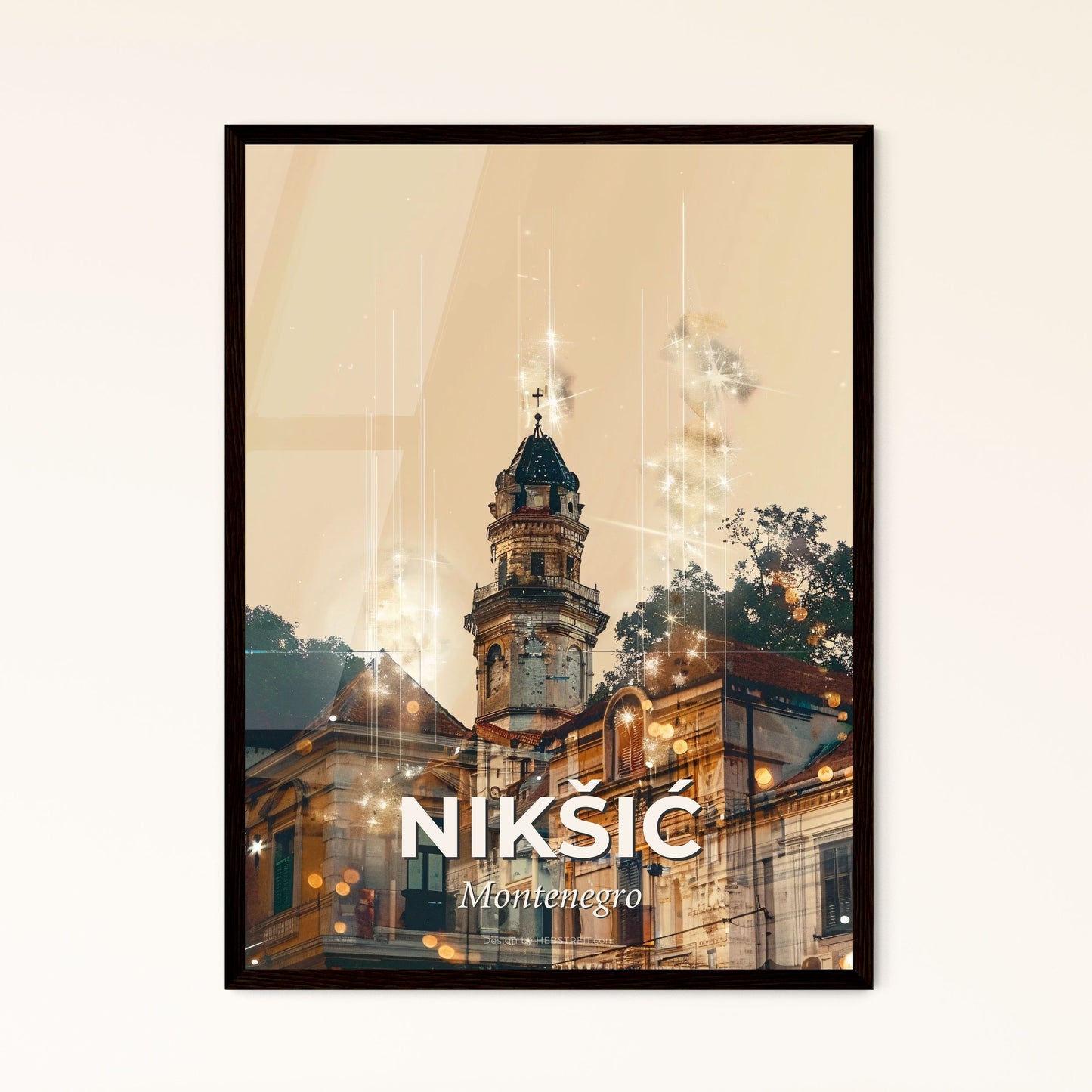 NikÅ¡iÄ‡ Cityscape Panorama Sparkle Poster - A building with a tower