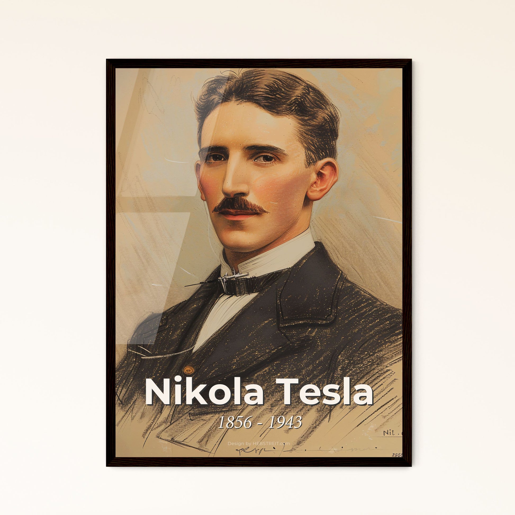 Captivating Portrait of Nikola Tesla: Celebrating the Visionary Inventor in Stunning Contemporary Art - Perfect Decor Gift!