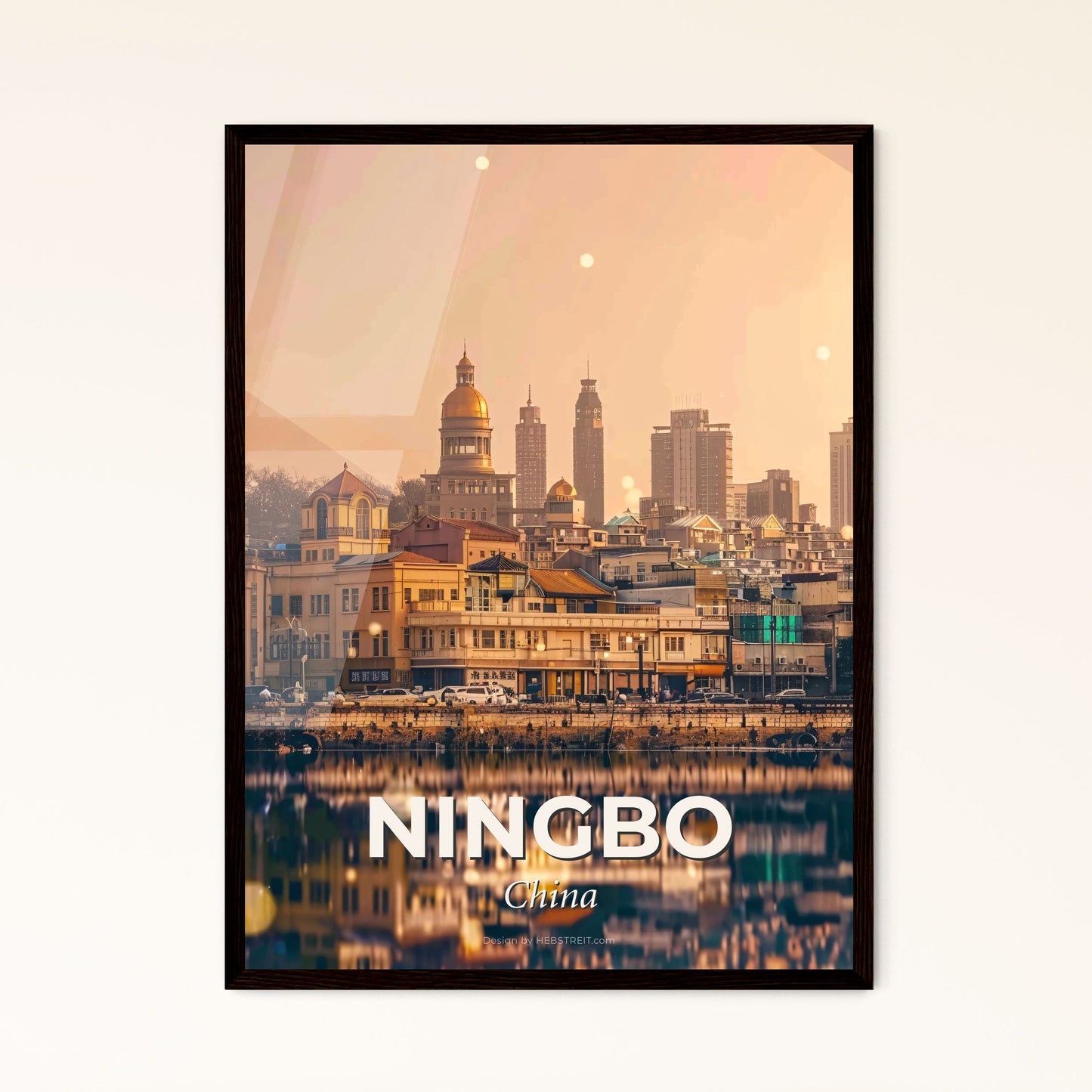 Ningbo Skyline Poster Captivating City Charm - A city with buildings and a body of water