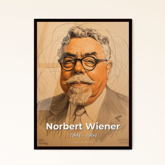 Norbert Wiener: Visionary Mathematician & Philosopher – Stunning Contemporary Art Portrait on Beige, Perfect for Home Décor