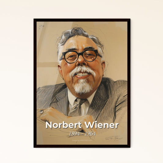 Norbert Wiener: Mastermind of Cybernetics - Elegant Contemporary Art Portrait in Dynamic Lines, Perfect for Unique Home Decor