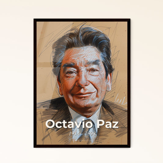 Elegant Octavio Paz Print: Enchanting Portrait of the Nobel Poet in Dynamic Lines - Perfect for Home Decor or Artistic Gift!