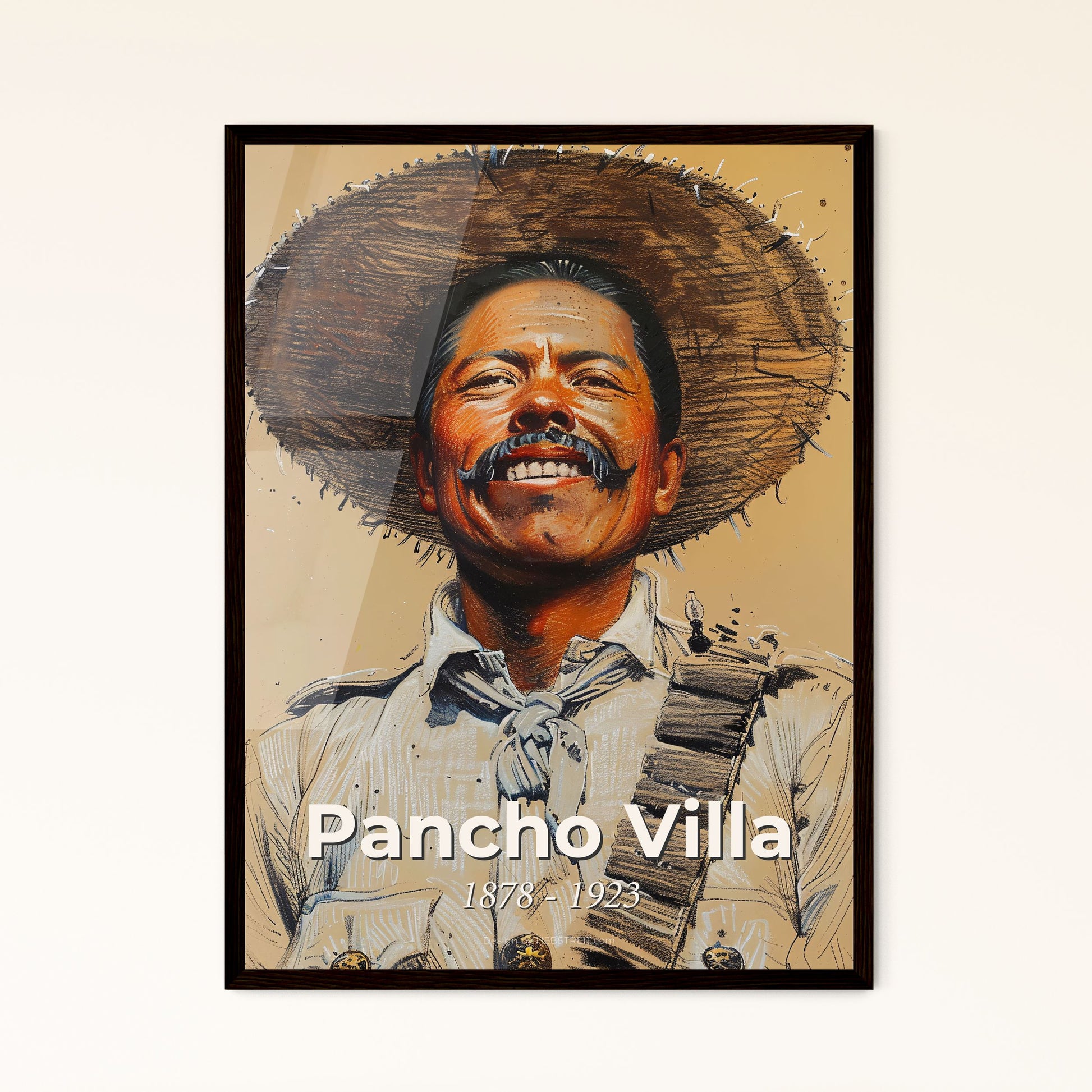 Captivating Portrait of Pancho Villa: A Modern Tribute to the Mexican Revolutionary Leader in Elegant Contemporary Art