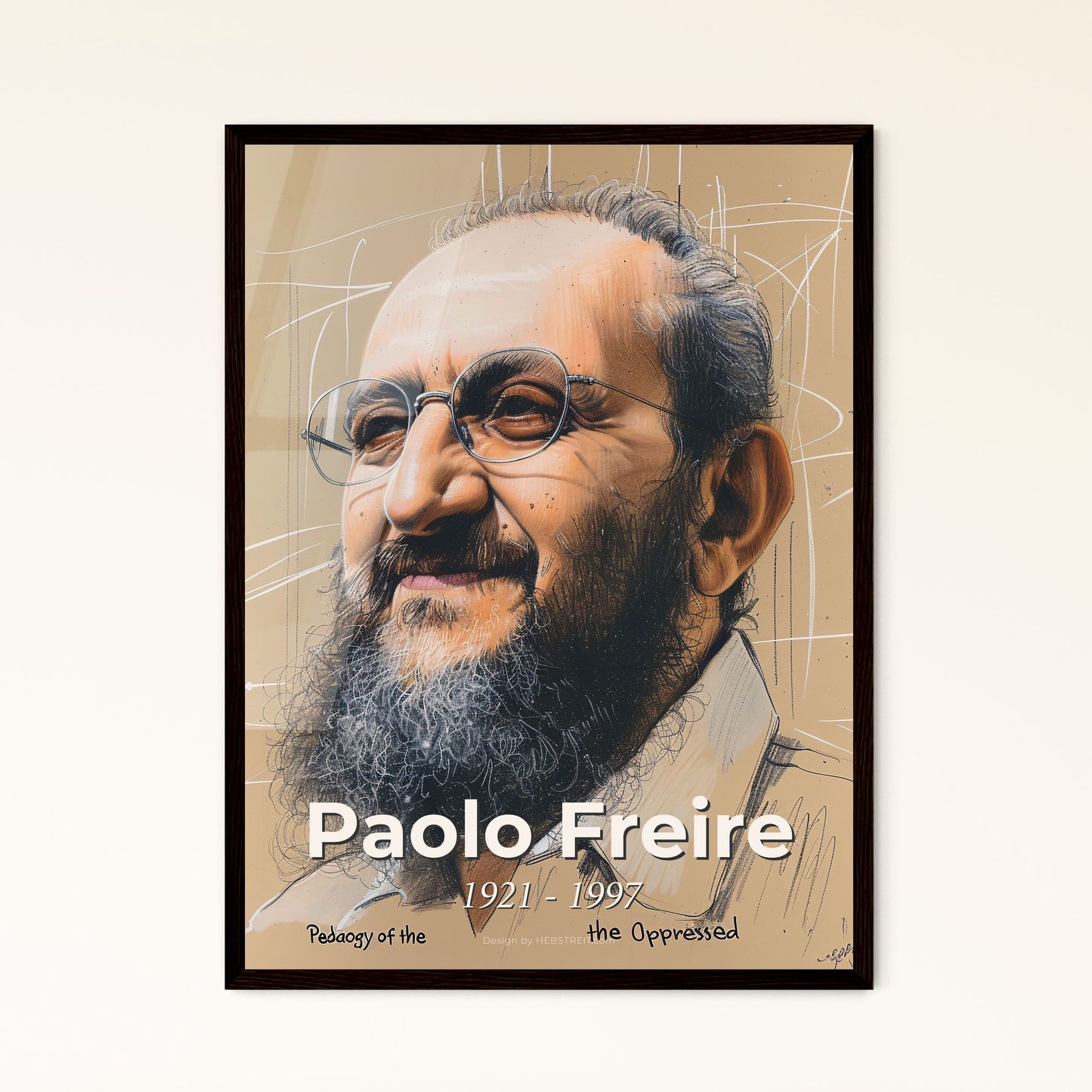 Celebrating Paolo Freire: A Stunning Contemporary Portrait in Mixed Media - Ideal Gift or Unique Home Décor Statement Piece!