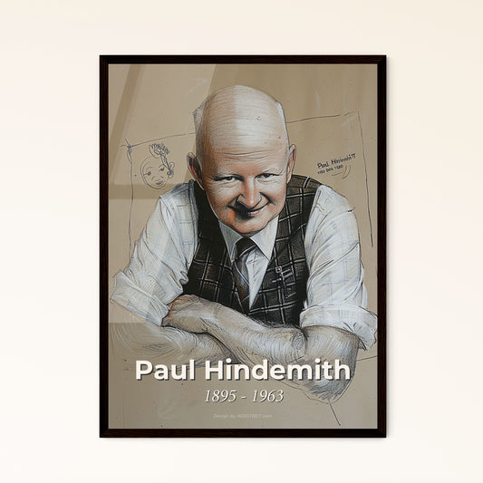 Captivating Portrait of Paul Hindemith: Modern Classical Composer in Dynamic Hues – Exquisite Art Print for Home Decor