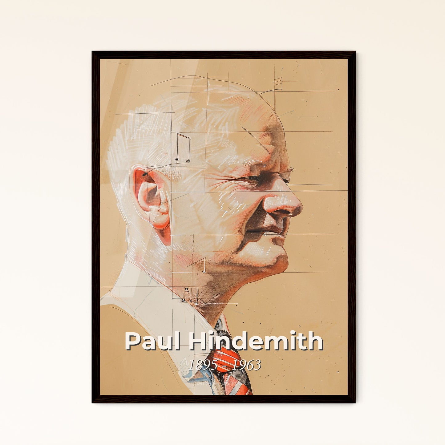 Whimsical Portrait of Paul Hindemith: Vibrant Contemporary Art Print Celebrating the Modern Classical Maestro’s Legacy