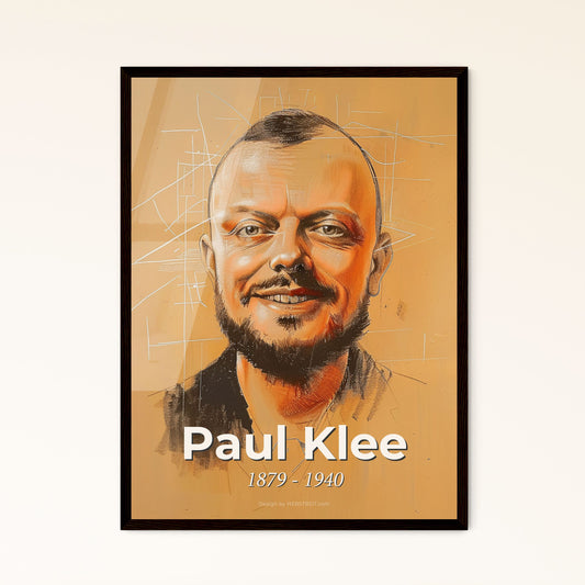 Vibrant Paul Klee-Inspired Portrait: Expressive Contemporary Art Print on Beige – Framed, Aluminum, or Gift-Ready Decor