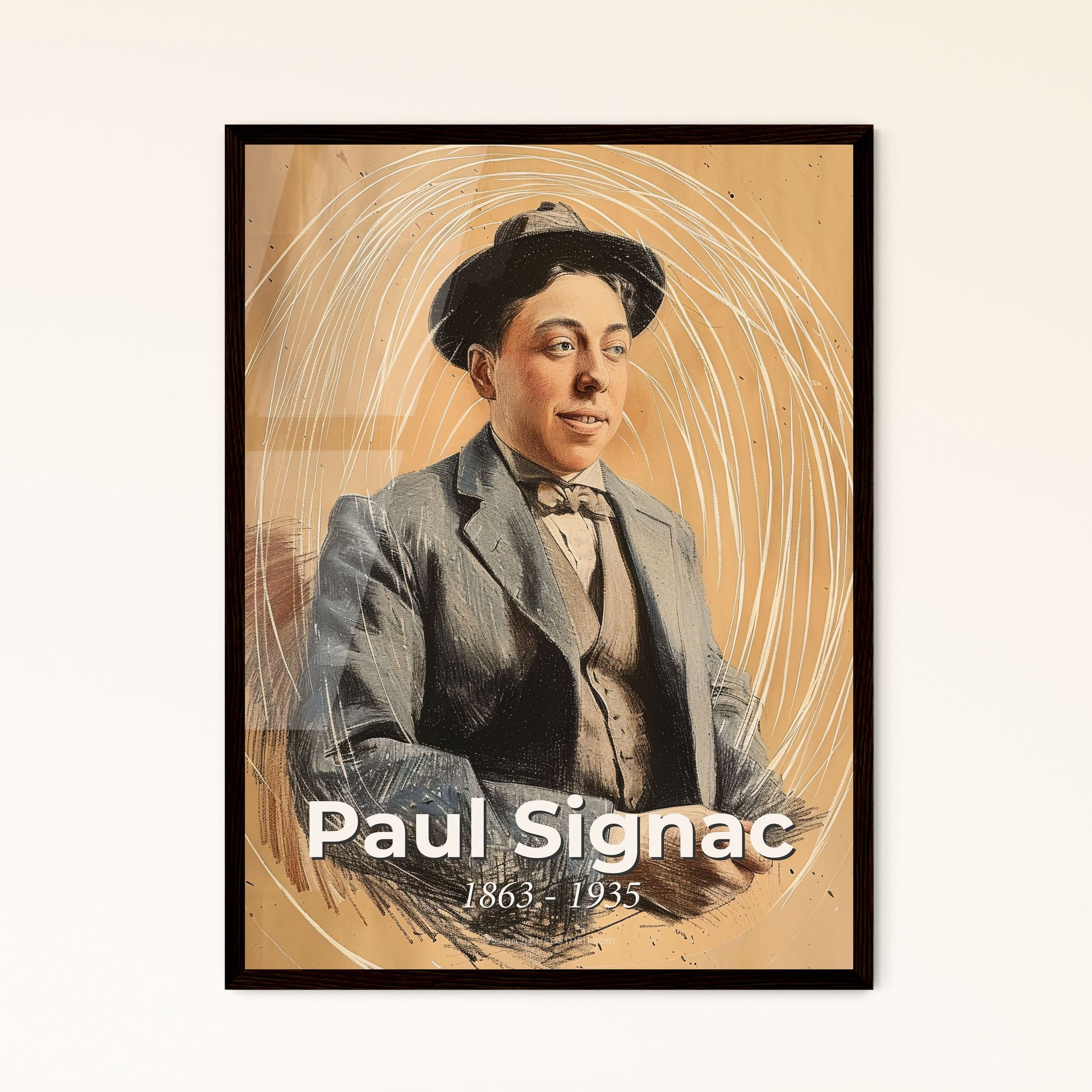 Captivating Neo-Impressionist Portrait of Paul Signac: Dynamic Linework & Vibrant Hues - Perfect Gift or Home Decor Accent