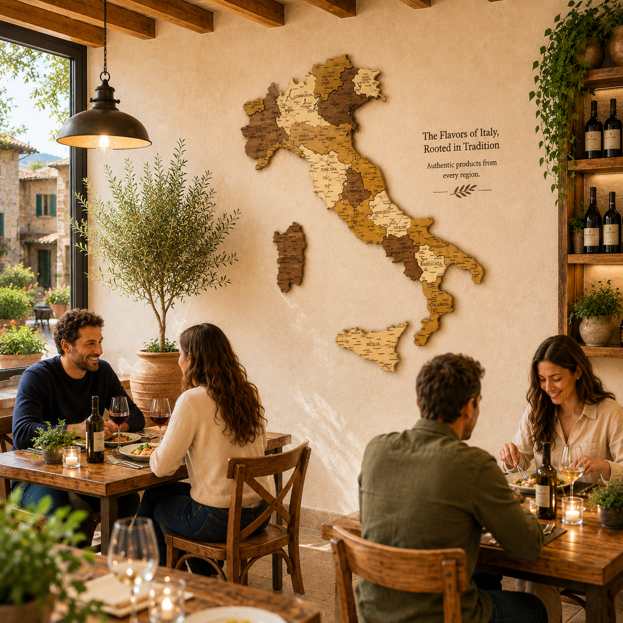 Rustic Wood Map of Italy – Artistic Wall Art for Modern Interiors