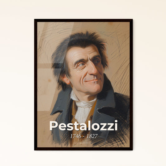 Whimsical Portrait of Pestalozzi: A Contemporary Tribute to Holistic Education - Elegant Art Print for Home Decor & Gifting