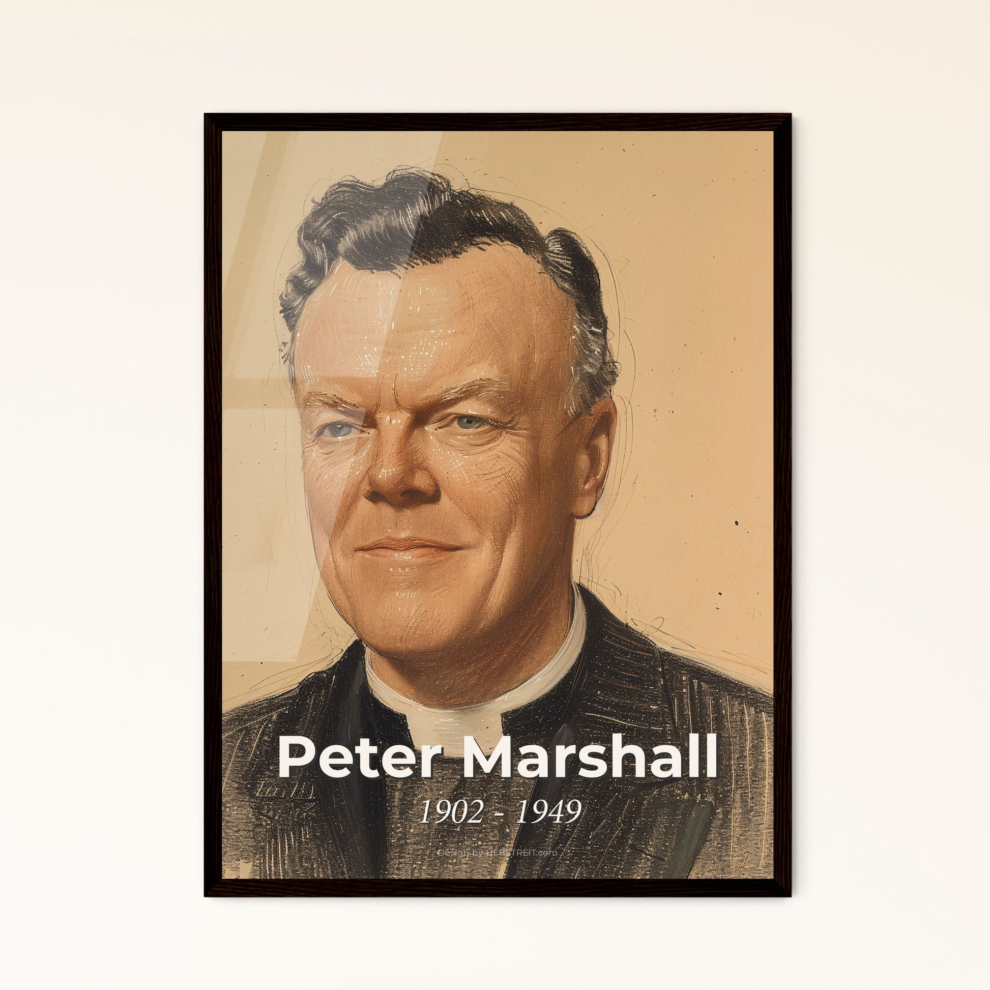 Radiant Reverence: A Contemporary Portrait of Peter Marshall, Celebrated Preacher & Senate Chaplain, Captured in Dynamic Artistry