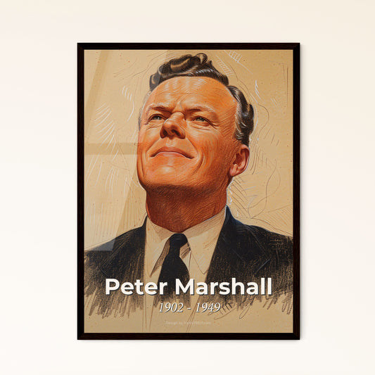 Peter Marshall: Iconic Scottish-American Preacher in Contemporary Art - Vibrant Portrait in Dynamic Hues, Perfect for Home Decor