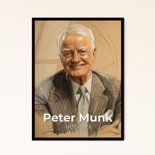 Radiant Tribute: Peter Munk, 1927-2018 - Contemporary Art Portrait in Dynamic Lines & Hatching - Perfect for Home Décor.