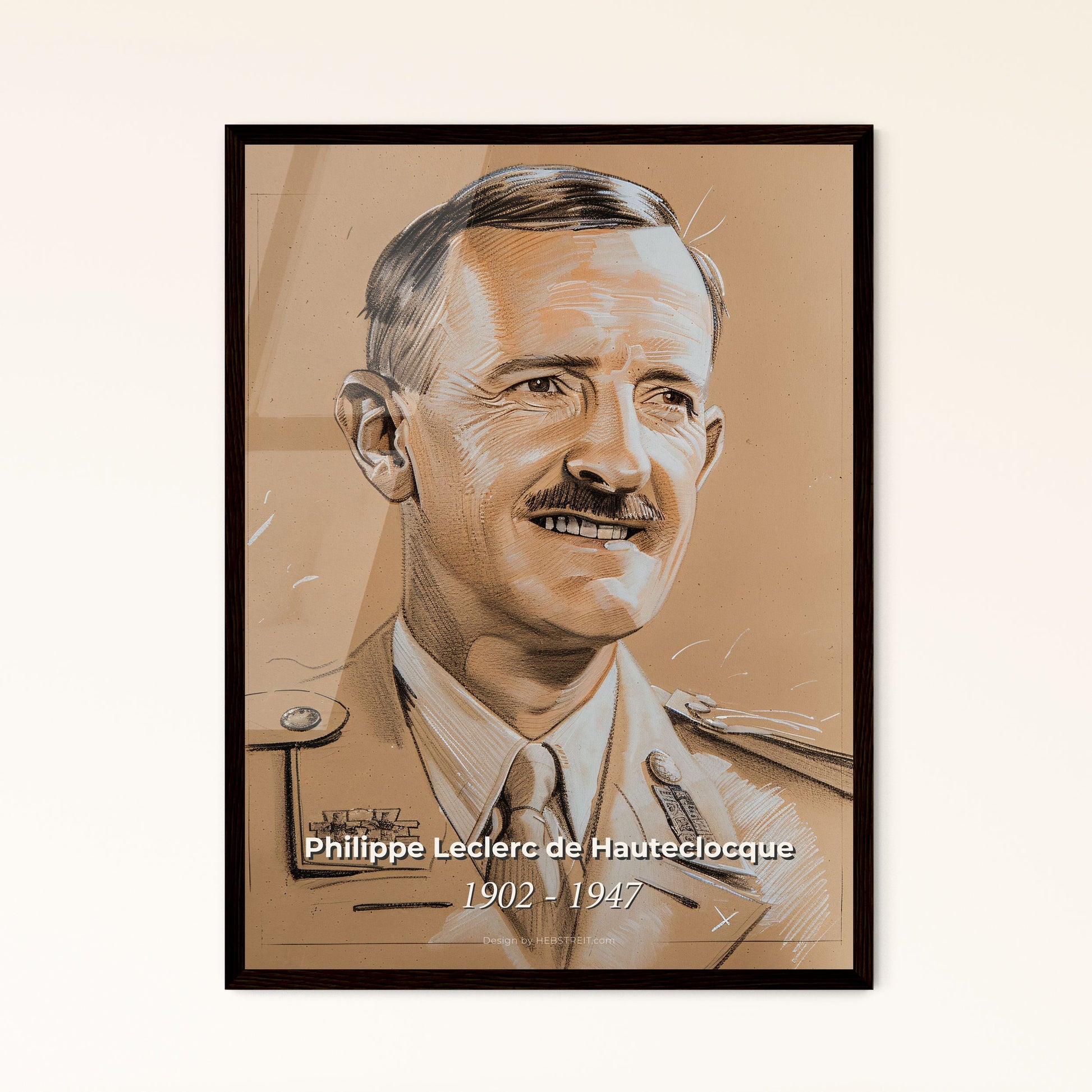 Elegant Portrait of General Philippe Leclerc de Hauteclocque Framed Print