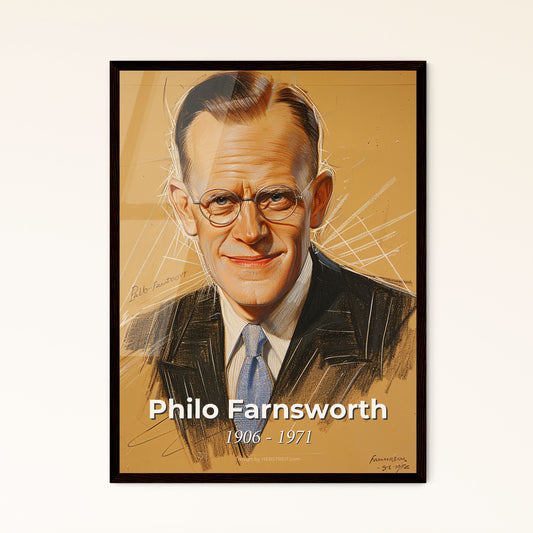 Philo Farnsworth Portrait: A Captivating Tribute to the Visionary Inventor in Dynamic Contemporary Art - Ideal for Home Decor.