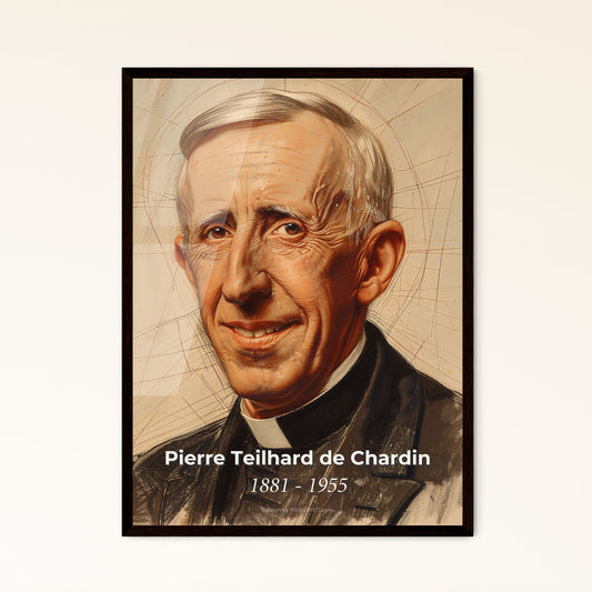 Elegant Tribute to Pierre Teilhard de Chardin: A Vibrant Contemporary Portrait Celebrating the Harmony of Science and Spirit